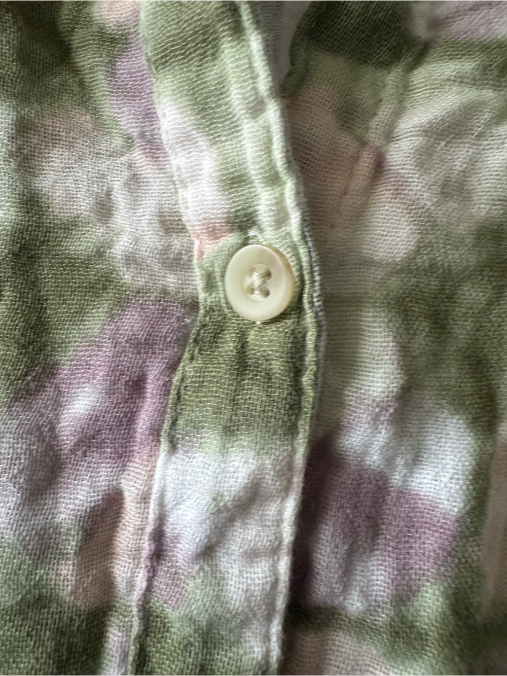 Sonoma 100% Cotton Linen Relaxed Beach Button Up Shirt in Green Yellow Lilac XL - Picture 4 of 4